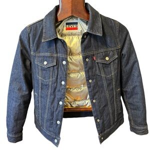 Levi's Dark Blue Denim Jacket with Silver Quilted Lining